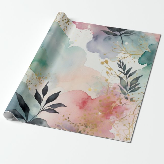 Papier Cadeau Aquarelle art design luxueux (Déroulé)