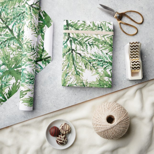 Papier Cadeau Aquarelle artistique Motif d'arbre peint à la main (Artisanat)