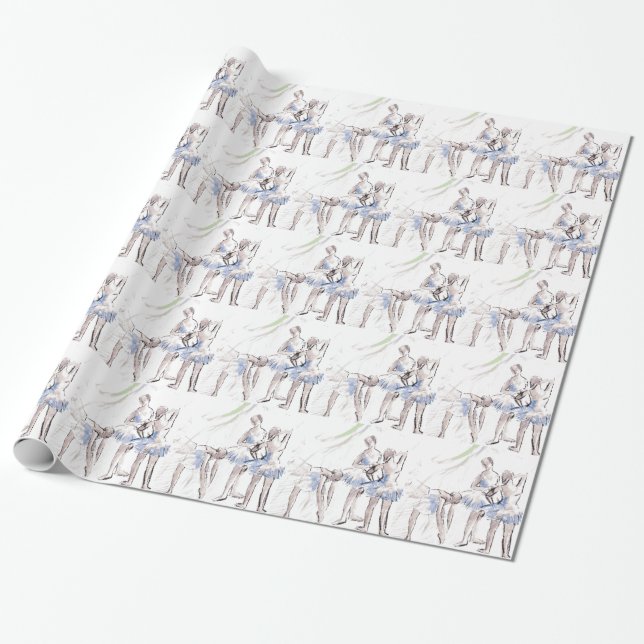 Papier Cadeau Aquarelle Ballet Danse Ballerina (Déroulé)