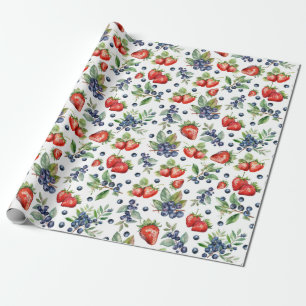 Papier Cadeau Aquarelle Berries Blueberry fraise