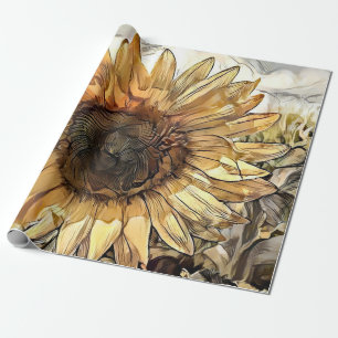 Papier Cadeau Aquarelle Big Tournesol Collection élégante