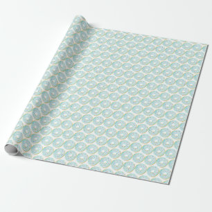 Papier Cadeau Aquarelle bleu arrosage Motif Donuts