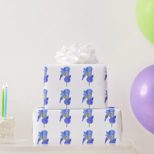 Papier Cadeau Aquarelle bleu Iris papier d'enveloppement