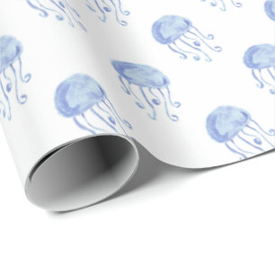 Papier Cadeau aquarelle bleu méduse conception de plage