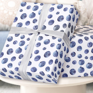 Papier Cadeau Aquarelle Bleu Motif Bleu Blanc