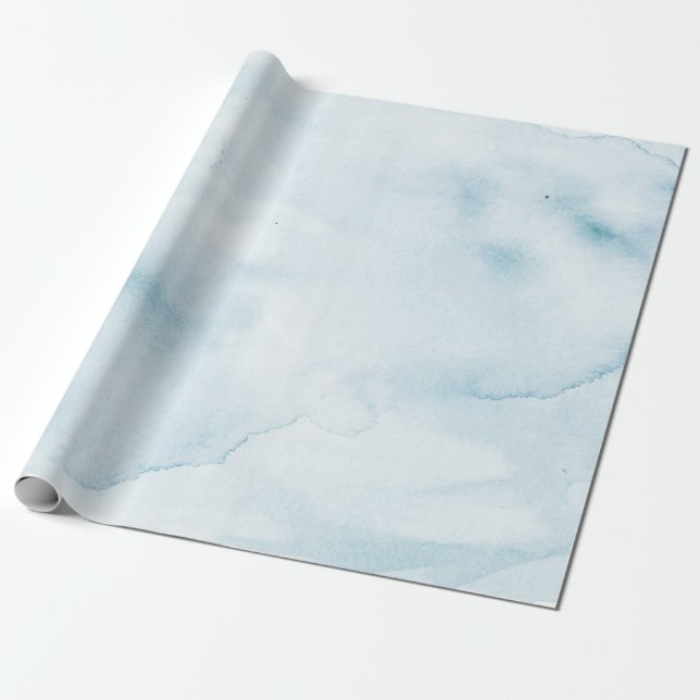 Papier Cadeau Aquarelle bleu Rustique Pastel Papier d'enveloppem (Déroulé)