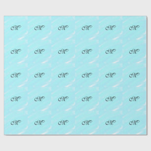 Papier Cadeau Aquarelle bleu vert monogramme ajouter le pastel l