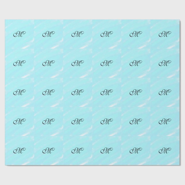 Papier Cadeau Aquarelle bleu vert monogramme ajouter le pastel l (Plat)