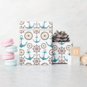 Papier Cadeau Aquarelle Bleue Cute Motif marin nautique