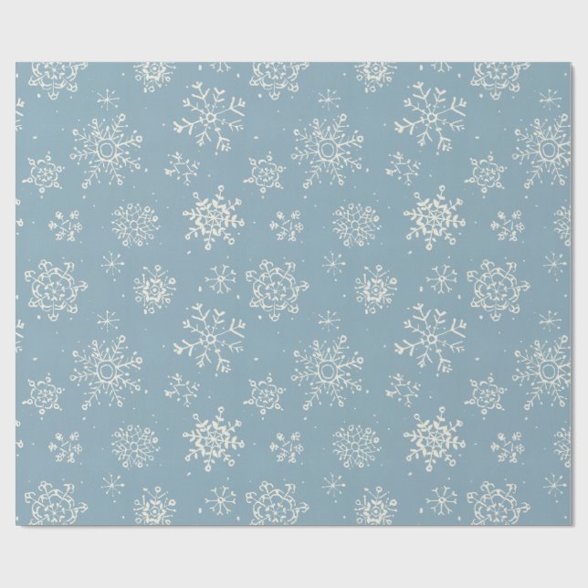 Papier Cadeau Aquarelle bleue des neiges d'hiver (Plat)