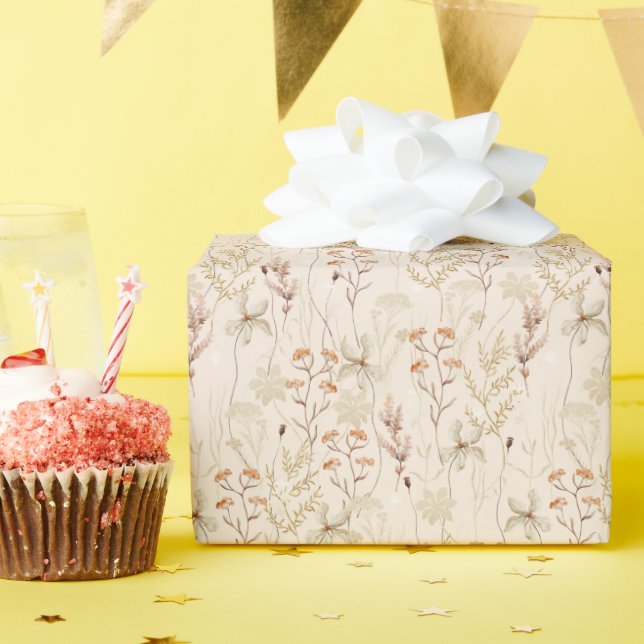 Papier Cadeau Aquarelle Boho motif floral (Fête d'anniversaire)