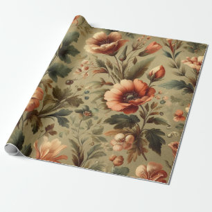 Papier Cadeau Aquarelle botanique Élégante florales d'automne