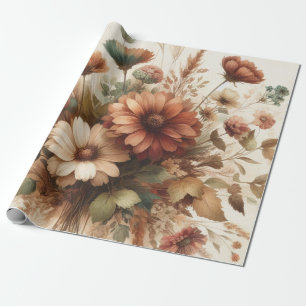 Papier Cadeau Aquarelle botanique Élégante florales d'automne