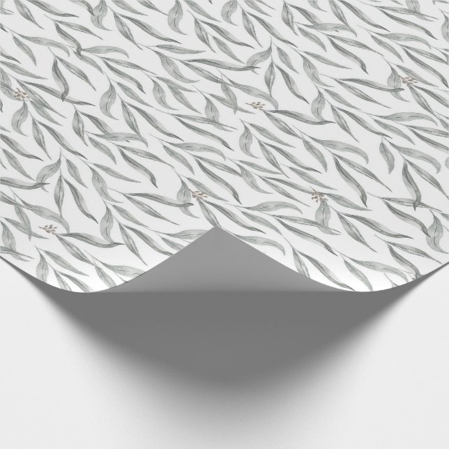Papier Cadeau Aquarelle botanique Feuille Eucalyptus australien (Coin)
