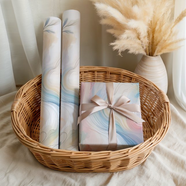 Papier Cadeau Aquarelle botanique pastel élégante (Créateur téléchargé)