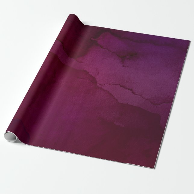 Papier Cadeau Aquarelle Bourgogne Plum Swash (Déroulé)