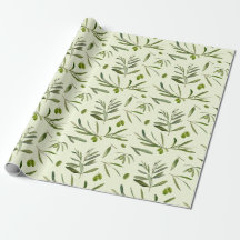 Aquarelle Branches d'olive verte