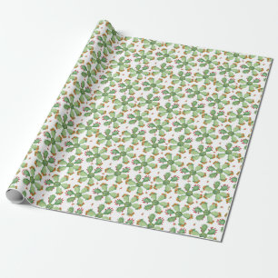 Papier Cadeau Aquarelle Cactus : Motif de jardin tropical.