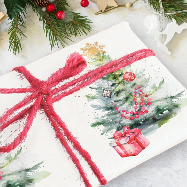 Papier Cadeau Aquarelle Cadeau Pin Élégant (Créateur téléchargé)