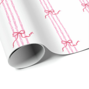 Papier Cadeau Aquarelle Chaud Rose Bows & Bambou