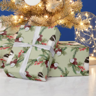 Papier Cadeau Aquarelle Chickadee Bird Chemin de Noël