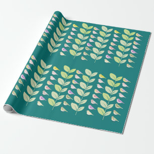 Papier Cadeau Aquarelle Chickadees & Feuilles