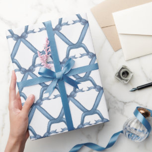 Papier Cadeau Aquarelle Chinoiserie Blue Bows