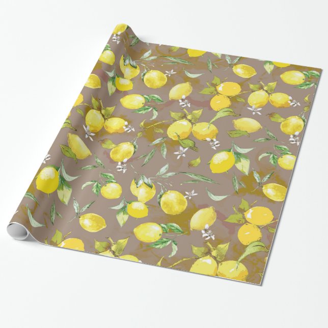 Papier Cadeau Aquarelle citron (Déroulé)