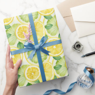 Papier Cadeau Aquarelle Citron Vert Jaune