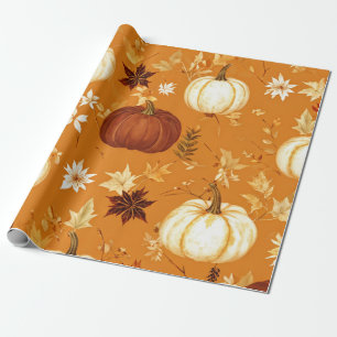 Papier Cadeau Aquarelle citrouille Automne et Automne Thanksgivi