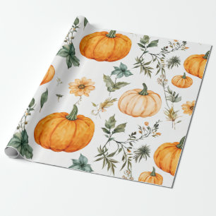Papier Cadeau Aquarelle citrouille Automne et Automne Thanksgivi