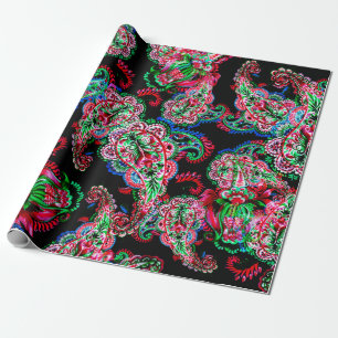 Papier Cadeau Aquarelle colorée cachemire illustration florale p