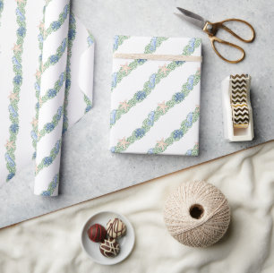 Papier Cadeau Aquarelle Côtière Mer Jardin de Noël