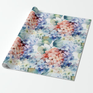 Papier Cadeau Aquarelle Couleur mixte Fleurs d'hydrangée
