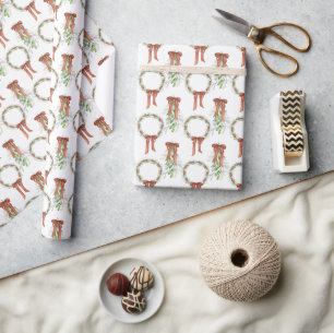 Papier Cadeau Aquarelle cuivre Ruban Wreath Christmas Garland