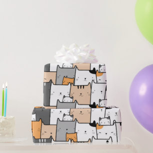 Papier Cadeau Aquarelle Cute Little Kitten Chats Dessins animaux