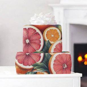 Papier Cadeau Aquarelle d'agrumes Orange Fruit Botanique Été