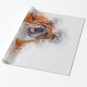 Papier Cadeau Aquarelle de Bulldog mignonne Drôle Amusant Adulte