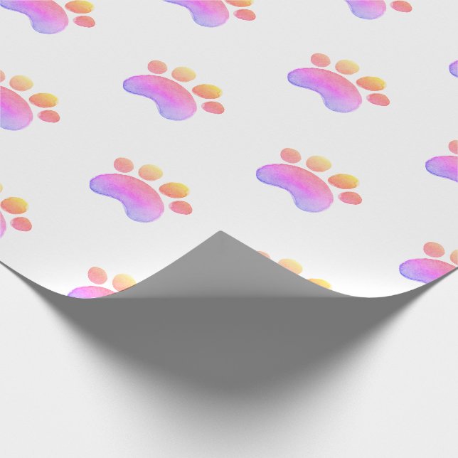 Papier Cadeau Aquarelle de chat Empreintes de pattes pourpresEmp (Coin)