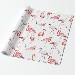 Papier Cadeau Aquarelle de Flamant rose rose tropical