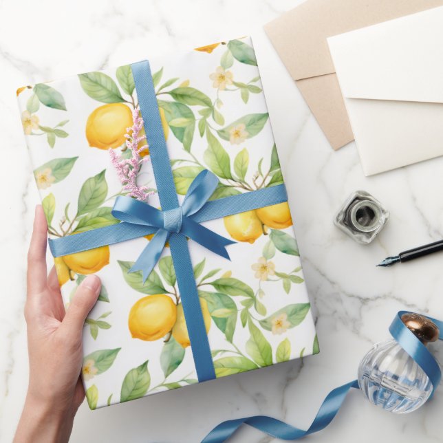 Papier Cadeau Aquarelle de fleurs de citron (Cadeaux)