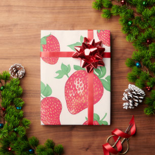 Papier Cadeau Aquarelle de fraise Motif coloré