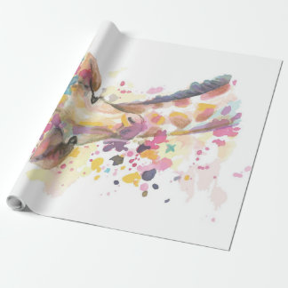 Papier Cadeau Aquarelle de Giraffe colorée | Cadeau parfait