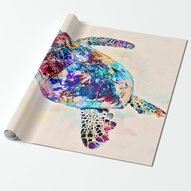 Papier Cadeau Aquarelle de la tortue de mer d'Hawaï (Déroulé)