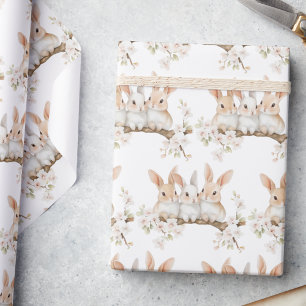 Papier Cadeau Aquarelle de lapin mignon Pâques