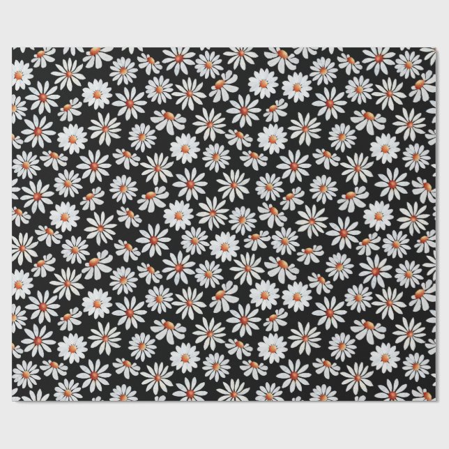 Papier Cadeau Aquarelle de marmite noir et blanc  (Plat)