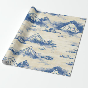 Papier Cadeau Aquarelle de montagne alpine bleu ciel
