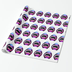 Papier Cadeau Aquarelle de requin rose violet illustration