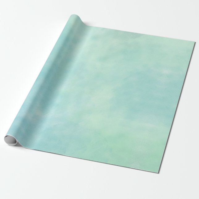 Papier Cadeau Aquarelle de teinture bleu à la menthe Aqua (Déroulé)