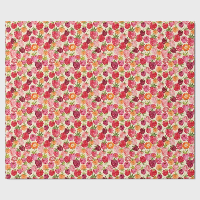 Papier Cadeau Aquarelle d'été de framboise (Couture)
